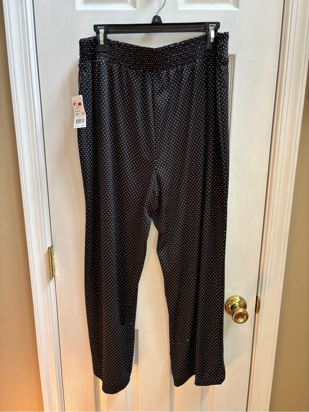 NY Collection Black & White Wide-Leg Polka Dot Pull-On Pants, Size XL, NWT - Picture 5 of 5
